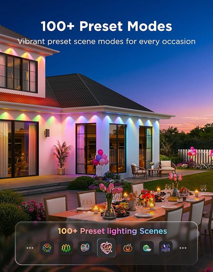 Govee Permanent Outdoor Lights Prism, 100ft with 36 Triple-Color Lighting Heads, 100+ Scene Modes, Up to 60lm for Outdoor Decor, IP68 Waterproof, Works with Alexa, Google Assistant & Matter, White