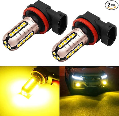 PHINLION 3000 Lumens Golden Yellow H11 LED Fog Light Bulbs Super Bright 3030 27-SMD H8 H16 LED Bulb Replacement for DRL or Fog Lamps, 3000K Yellow