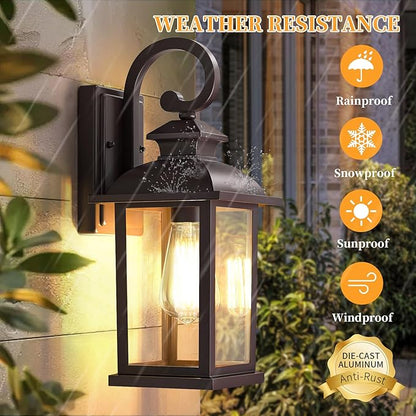 Brown Outdoor Wall Lights Exterior 2-Pack,15" Waterproof Retro Front Porch Lights Outdoor Wall Sconce Lights Fixtures Wall Mount for House Entryway Garage, Bulbs Not Included