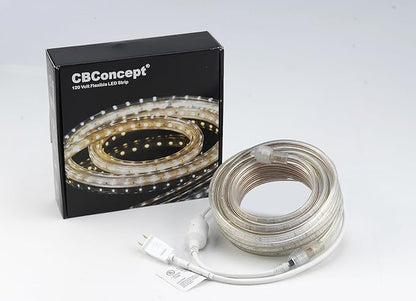 CBconcept UL Listed, 20 Feet,Super Bright 5400 Lumen, Green, Dimmable, 110-120V AC Flexible Flat LED Strip Rope Light, 360 Units 5050 SMD LEDs, Indoor Outdoor Use, Ready to use