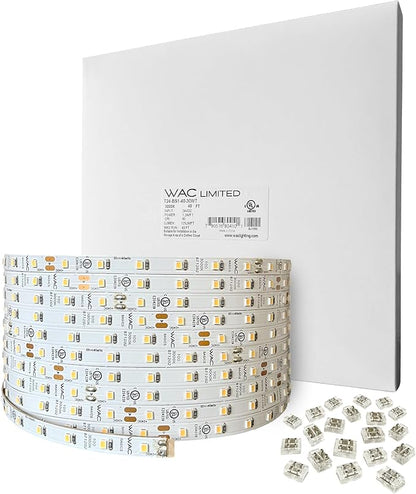 WAC Lighting T24-BS1-100-27WT, Basics 24VDC LED Tape Light 2700K 1.2W per Foot 100ft Reel Field Cuttable Every 2in Fully Dimmable Contractor Quality for Kitchens, Undercabinet, Task, and Cove Lighting