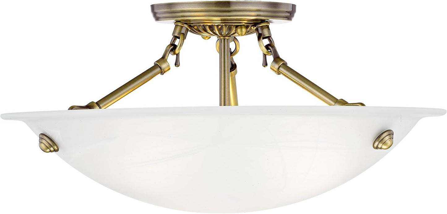 Livex Lighting 4273-01 Oasis 3-Light Ceiling Mount, Antique Brass