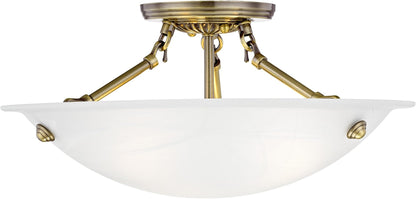 Livex Lighting 4273-01 Oasis 3-Light Ceiling Mount, Antique Brass