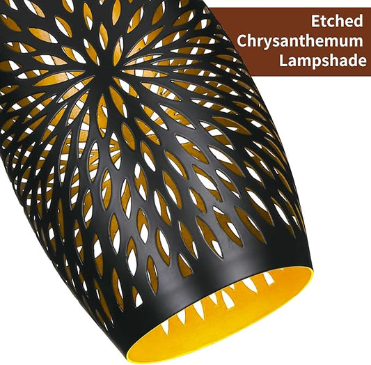 Pendant Light Shade Replacement, Metal Lampshade with 1-5/8" Fitter, ALUCSET 7.8" Height and 4.7" Diameter Etched Hollowed Lamp Shade, Metal Oval Shaped Cover for Chandelier Pendant Light Wall Lamp