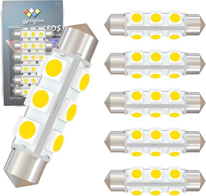 360 deg 42mm DC 12V 561 Led Bulb Natural White,562 567 566 212-2 LED Festoon Bulb for Automotive Interior Reading Map Glove box Lights Non Polarity(Pack 6)