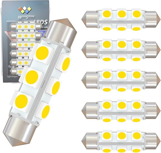 360 deg 42mm DC 12V 561 Led Bulb Natural White,562 567 566 212-2 LED Festoon Bulb for Automotive Interior Reading Map Glove box Lights Non Polarity(Pack 6)
