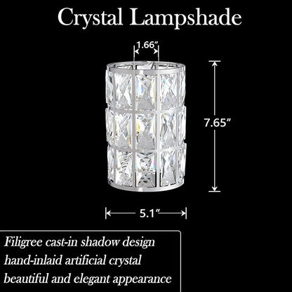 Doraimi Lighting 3 Pack Polyhedral Crystal Metal Pendant Ceiling Chandelier Wall Sconce Lamp Replacement Cover Shade Fixture Brushed Nickel Finish,1.66" Fitter Size,7.7" High*5.1" Diameter