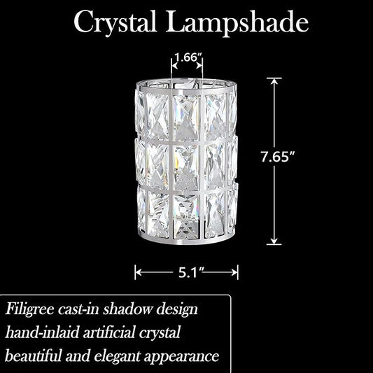 Doraimi Lighting 3 Pack Polyhedral Crystal Metal Pendant Ceiling Chandelier Wall Sconce Lamp Replacement Cover Shade Fixture Brushed Nickel Finish,1.66" Fitter Size,7.7" High*5.1" Diameter