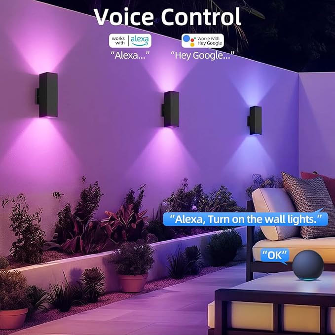 SHIMR Smart Outdoor Lights, RGBCW Color Changing Outdoor Lights, Modern Exterior Lighting Fixture Aluminum with Remote Control, Black Up and Down Lighting for House Compatible with Alexa [ETL Listed]