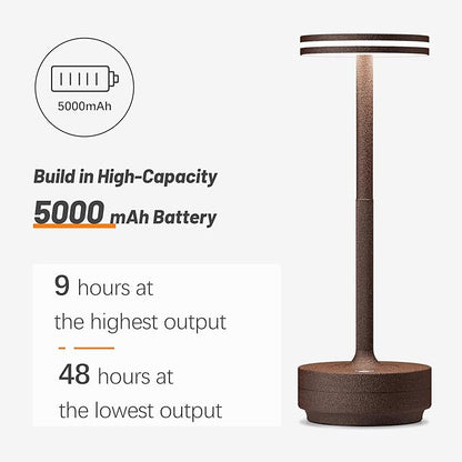Hapfish Rechargeable Cordless Table Lamps, 5000mAh Battery Operated Lamp, 3 Color Modes, Dimmable, LED Table Lamps for Living Room,Outdoor, Dinner,Patio,Restaurant – Rust