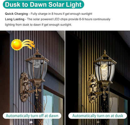Solar Wall Lamp with Light Sensor, Waterproof Outdoor Led Hexagonal Light Fixture for Garage, Front Porch, Fence, Yard, Bronze
