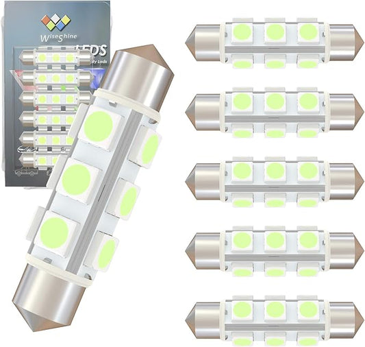 44mm DC 24V 578 LED Bulb 569,561 562 212-2 6429 LED Car Bulb Ice Blue for Truck Boat Interior Dome Glove box Trunk Lights Non Polarity(Pack 6)