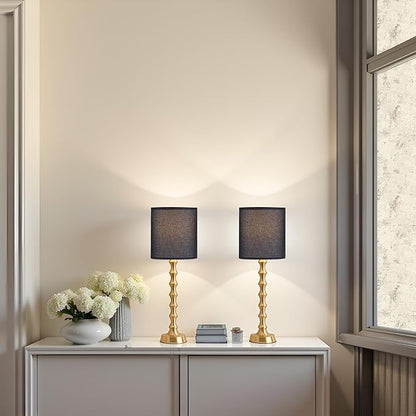 30.5" Gold Buffet Table Lamps Set of 2 with Black Shade, Tall Skinny Black Gold Lamps Set of 2 for Living Room, Sideboard & Home Office