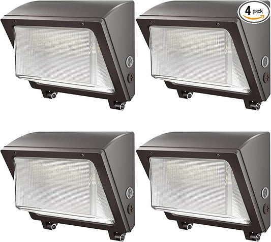 150W LED Wall Pack with Photocell Dusk to Dawn 5000K Waterproof Commercial Outdoor Light Fixture 22500lm 120-277V Equivalent,Energy Save Flood Lights for Building,Yard,Warehouse,Garage-4pack