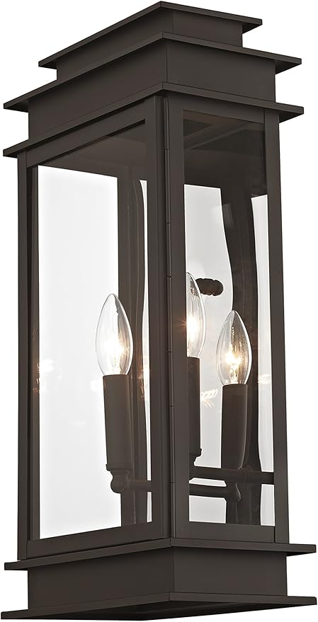 Livex Lighting 2018-07 Princeton Outdoor Wall Lantern,Bronze,19" x 8.3" x 12.2"