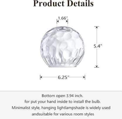 Doraimi Lighting 6.3 Inch Replacement Texture Glass Lamp Shade Light Fixture for 3 Pack Replacement Wall Sconce Pendant Light Ceiling Light Chandelier Shade,Factory Outlet