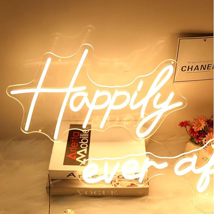 Happily Ever After Neon Sign Large, 38.4 Inch Neon Light Sign Art Decorative with Dimmer for Engagement,Birthday,Wedding,Gift for Girl,Home Wall Decor,Living Room Decor