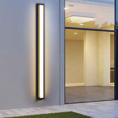 LamQee 63 in Aluminum Long Outdoor Wall Lights, 2900K 3900LM LED Waterproof IP65, Linear Modern Exterior Lighting Fixtures Wall Mount Outside Sconce Acrylic Shade for House Porch Patio Garage Door