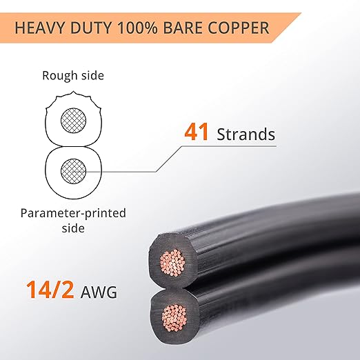 Wirefy 14/2 Low Voltage Landscape Wire 250 ft | Low Voltage Landscape Lighting Wire | Pure Copper | Outdoor Direct Burial | 14-Gauge 2-Conductor 250 Feet | UL Listed