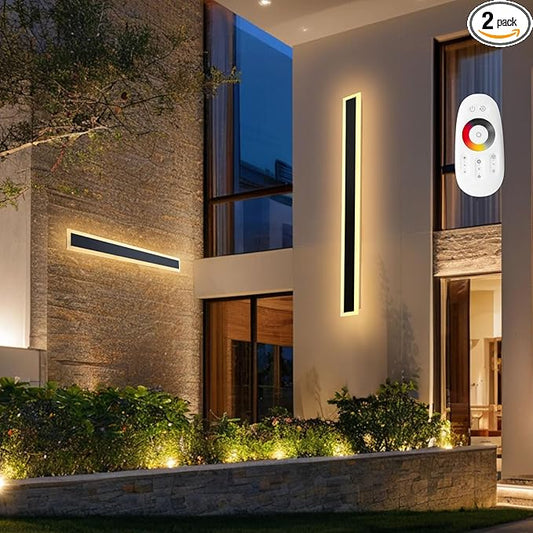 VEVOR Outdoor Wall Lights, 2 Pack, 39.4 Inch Long Strip Modern Exterior Wall Sconce Light Fixtures, 2700K-6000K, IP65 Waterproof Anti-Rust, Dimmable Outside Wall Mount Lighting, for House Porch Garage
