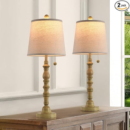 Terpsichore Lamps for Living Room Modern Farmhouse Table Lamp Bedside Reading Lamps Set of 2 Night Stands Bedroom Night Lamp,with Fabric Lamp Shade (Sepia, High 26.25 Inch)