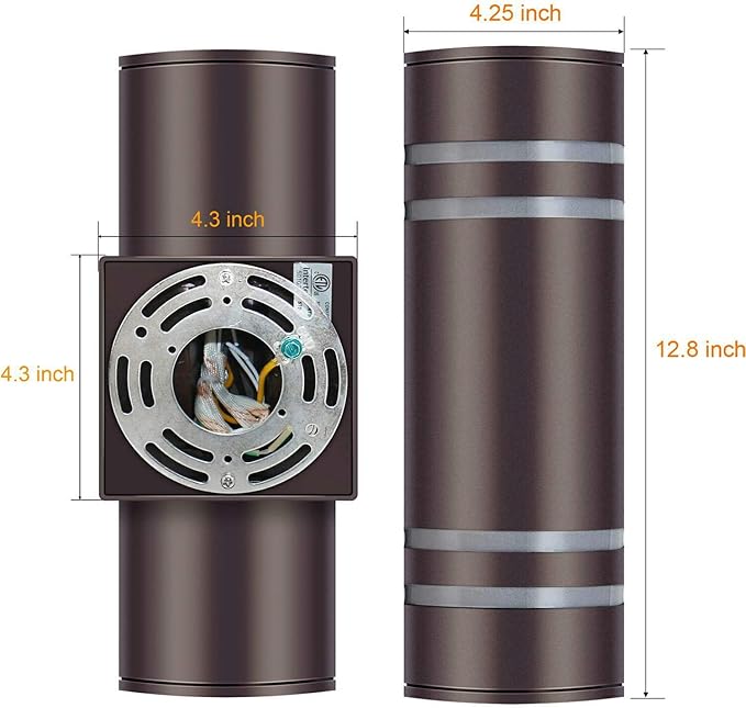 Outdoor Wall Lights Exterior, Modern Outside Sconce Wall Lighting, Exterior Light Fixture Wall Mount Oil Bronze Cylinder, Up Down Outdoor Lights for Garage, House, Porch 1 Pack