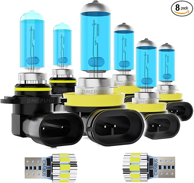 Light Bulbs Compatible With Toyota Corolla 2009-2013 Halogen Headlight Bulbs, 9005 H11 H11 High Low Beam Fog Lights, Plug and Play, Pack of 8