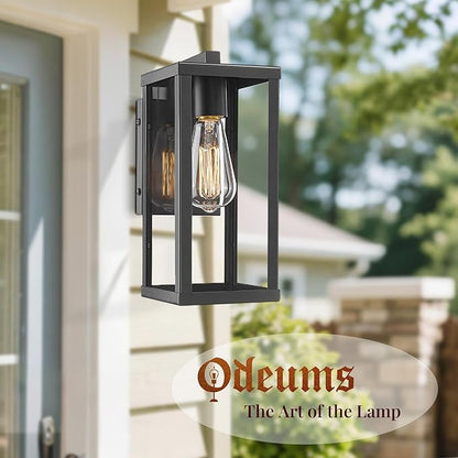 Outdoor Wall Lantern, Exterior Wall Mount Lights, Outdoor Wall Sconces, Wall Lighting Fixture, Exterior Light Lantern Fixtures, Porch Light Lamps Modern Porch Lighting for Garage (Black, 1PACK)