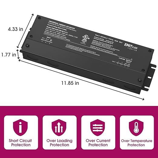 EMITEVER 48V Dimmable LED Driver, 288W 5-in-1 Dimmable Power Supply,3-Channels AC to DC Transformer for LED Light, Compatible with Lutron and Leviton Dimmer, Waterproof IP67 and UL Listed, Class 2