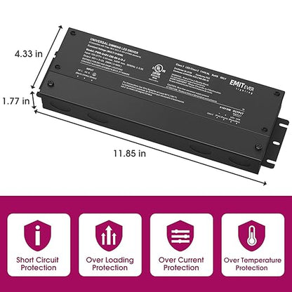EMITEVER 48V Dimmable LED Driver, 288W 5-in-1 Dimmable Power Supply,3-Channels AC to DC Transformer for LED Light, Compatible with Lutron and Leviton Dimmer, Waterproof IP67 and UL Listed, Class 2