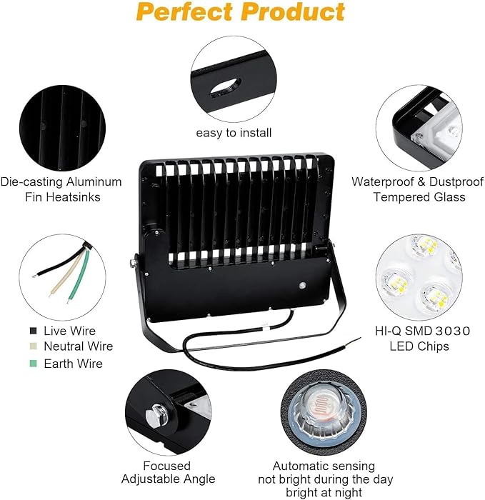 Juyace 240W Led Flood Light Dusk to Dawn Outdoor Lighting 5000K IP65 for Commercial Building Parking lot Farm Yard