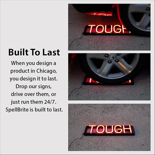 SpellBrite FALAFEL Sign | Restaurant-Related Sign with Neon Look, White LED Light | 26.3" x 6.3"