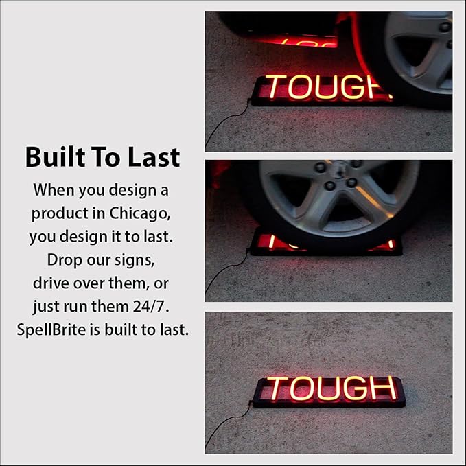 SpellBrite Custom Signs for Business | Custom Neon Sign Look, LED Light Source | Changeable 6.3" LED Letters (2 rows, 10 characters)