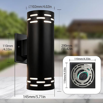 Modern Outdoor Wall Lights,Stainless Steel, 23W 3000K Integrated LED Cylinder Up Down Wall Sconce Porch Lighting IP65 Waterproof Patio Wall Light Fixture for House Porch Entryway