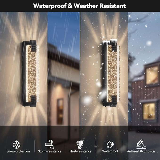 camuucci Dusk to Dawn Outdoor Light, 23.6 Inches LED Porch Lights Outdoor Waterproof Modern Outside Sconce Wall Mount for Doorway Hallway Porch Patio Yard Doorway Black