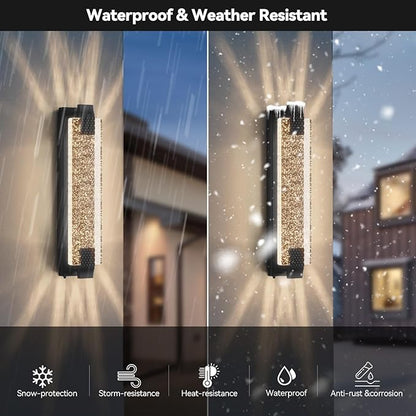 camuucci Dusk to Dawn Outdoor Light, 23.6 Inches LED Porch Lights Outdoor Waterproof Modern Outside Sconce Wall Mount for Doorway Hallway Porch Patio Yard Doorway Black
