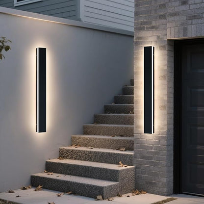 Upgrade Widened 2 Pack 57inch LED Outdoor Wall Lights, Modern Outside Lighting Fixture, 3000K Warm White, IP65 Waterproof, 50W, Black Minimalist Wall Mount Sconce for House, Yard, Fence