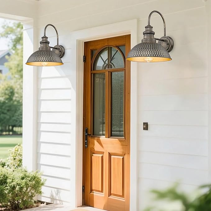 Outdoor Barn Lights, Anti-Rust Outdoor Wall Sconce,Farmhouse Exterior Wall Lights, Weather Resistant Porch Lighting Fixture,Vintage Outside Lighting for Porch,Garage,Patio (Vintage Bronze, 3 Pack)