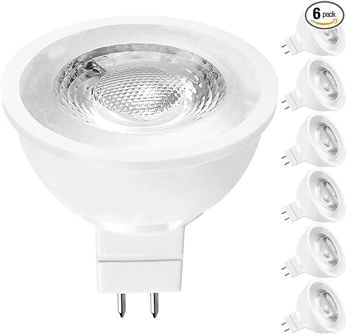 LUXRITE MR16 LED Bulb 50W Equivalent, 12V, 3000K Soft White Dimmable, 500 Lumens, GU5.3 LED Spotlight Bulb 6.5W, Enclosed Fixture Rated, Perfect for Track and Home Lighting (6 Pack)
