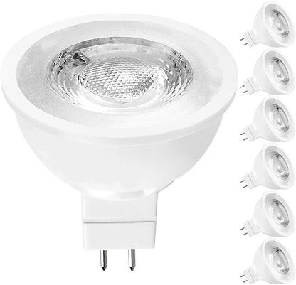 LUXRITE MR16 LED Bulb 50W Equivalent, 12V, 4000K Cool White Dimmable, 500 Lumens, GU5.3 LED Spotlight Bulb 6.5W, Enclosed Fixture Rated, Perfect for Track and Home Lighting (6 Pack)