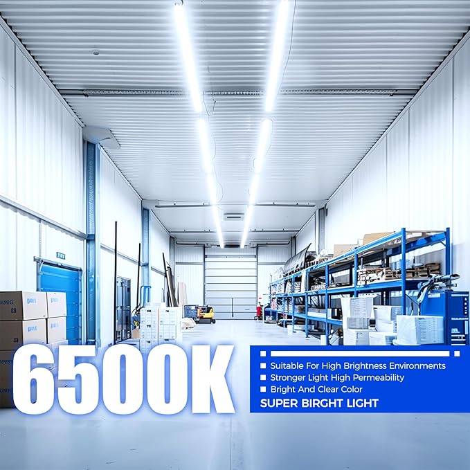 Barrina T8 T10 T12 LED Tube Lights, Dual-End Powered, Remove Ballast, Type B Bulbs, 8FT, FA8, 44W, 6500K Super Bright, 5500LM, LED Replacement for Fluorescent Tubes, Clear Cover, ETL Listed, 4 Packs