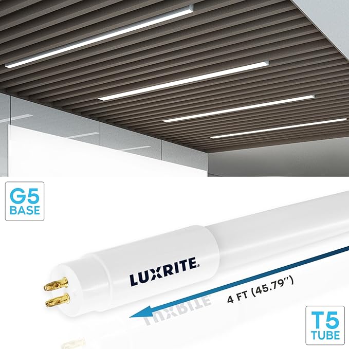 LUXRITE 30-Pack 4FT T5 LED Tube Lights, Type B, 24W=54W, 4 Colors 3500K | 4000K | 5000K | 6500K, 45.79", Single and Double End Powered, Ballast Bypass, 3200LM, F54T5 Fluorescent Replacement, UL, DLC