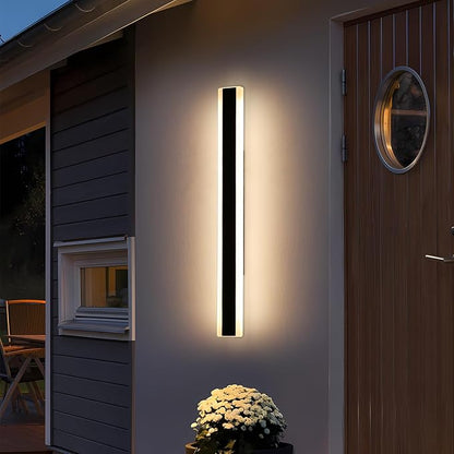 39inch Modern Exterior Lights for House, Outdoor LED Wall Sconces, 3 Color 3000K/4500K/6000K, IP65 Waterproof, Black Long Porch Wall Mount Lighting for Patio, Yard, Garage