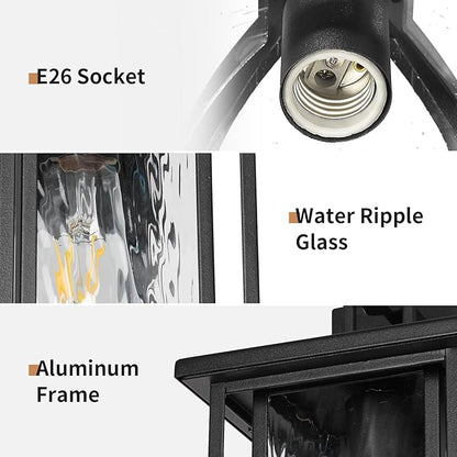 JYZ Dusk to Dawn Outdoor Wall Sconce, 12 Inch Exterior Wall Mount Lantern with Aluminum Frame, Weatherproof Black Porch Light Fixture for Front Door, Garage, Patio, Backyard, Garden JYOWL05