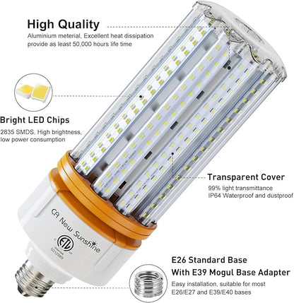 1000W Equivalent Led Corn Light Bulbs,100W Led Corn Bulb 15000 Lumen, 5000k Daylight White lamp, E26/E39 Medium Mogul Base, Large Area Lights for Outdoor Indoor Garage Warehouse High Bay Lighting
