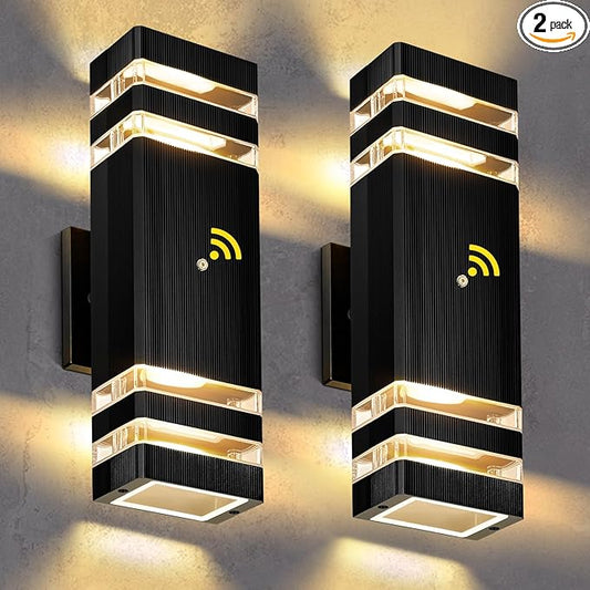 Exterior Lighting Fixtures Dusk to Dawn 2 Pack, 3000K Warm White Outdoor Wall Lights, Up and Down Porch Lights, Waterproof Outdoor Lights for House Porch Patio