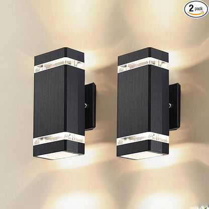 Outdoor Dusk to Dawn Wall Lights, Up and Down Exterior Light Fixtures, Outside Modern Porch Lights for Garage,Front Door, Waterproof Black Wall Sconce [ETL Listed].