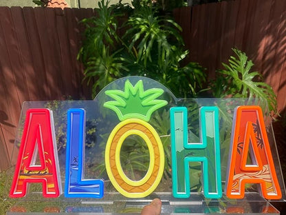 Aloha Sign LED Replica - Energy Efficient Dimmable LEDs 9" x 20"