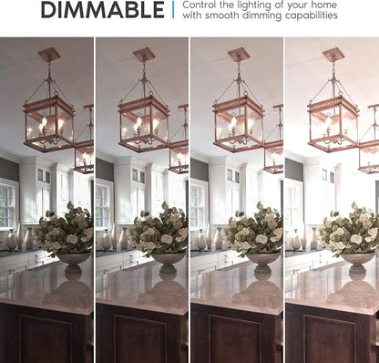 LUXRITE 4W Vintage Candelabra LED Bulbs Dimmable, 400 Lumens, 3000K Soft White, LED Chandelier Light Bulbs 40W Equivalent, Clear Glass, Filament Candle Bulb, UL Listed, E12 Base (12 Pack)