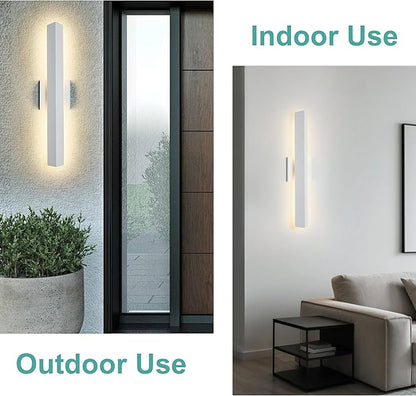 21.9IN LED Outdoor Aluminum Wall Lights,20W Dimmable, IP65 Waterproof, Modern Textured White Indoor & Exterior Lighting Fixtures, Long Exterior Wall Lights for Garage, Front Door